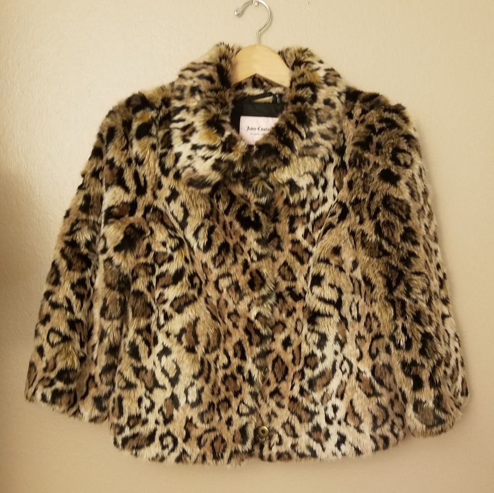 NWOT Juicy couture animal print faux fur jacket S